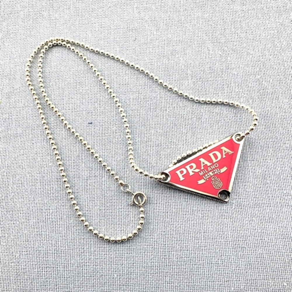 Prada Pink Triangle Necklace